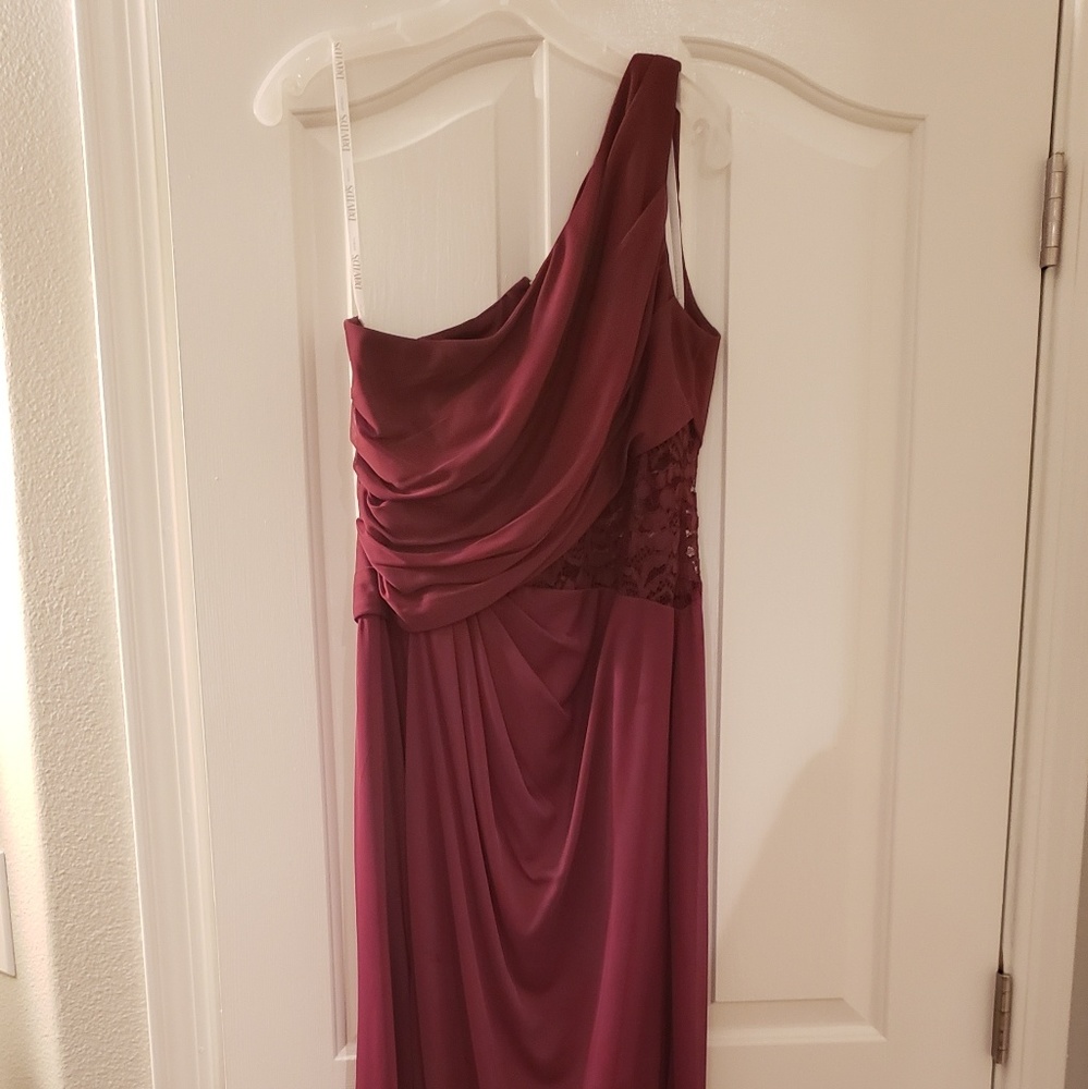 Burgundy Chiffon & Lace Dress